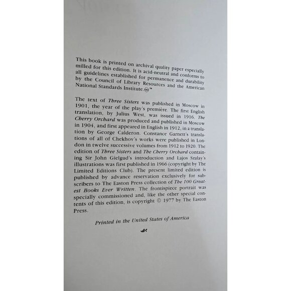 Anton Chekhov Two Plays Leather Bound Collectors Edition Easton Press - Picture 5 of 5